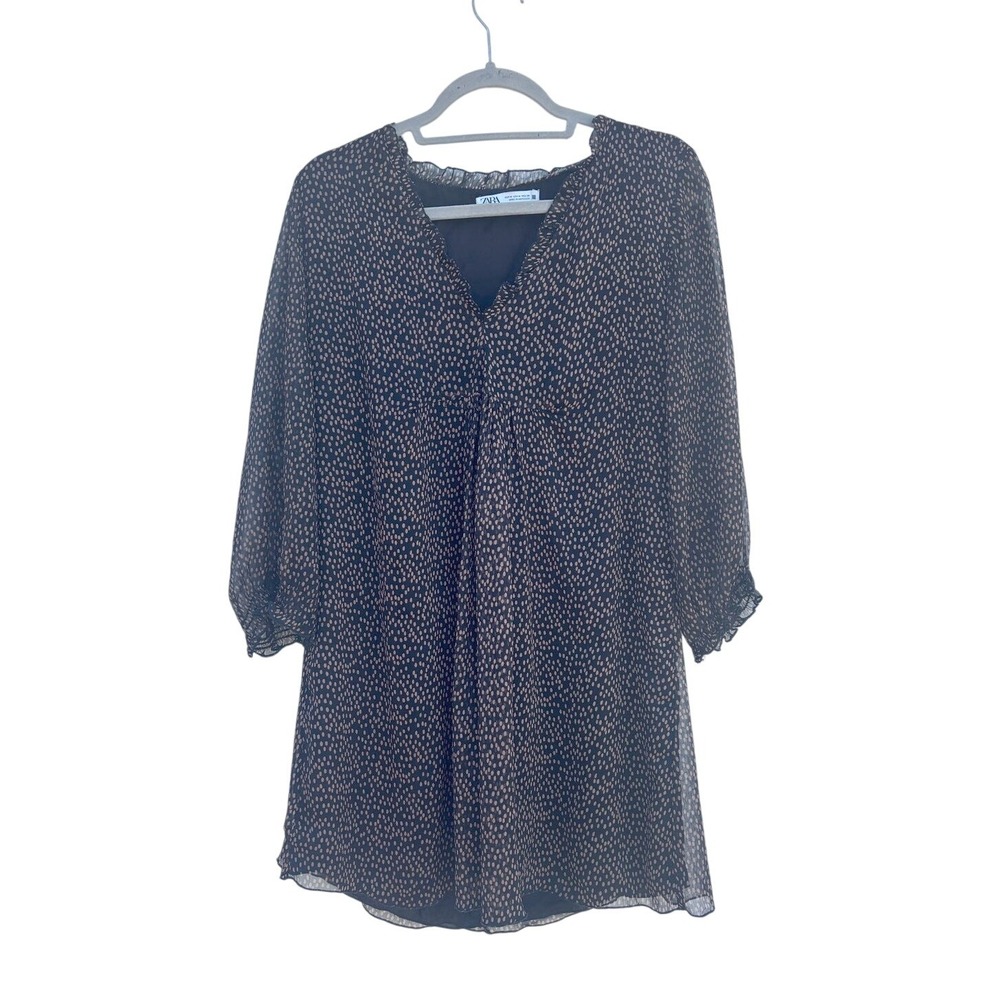 Zara Long Sleeve Shift‎ Dress, Polka Dot Pattern, Size M